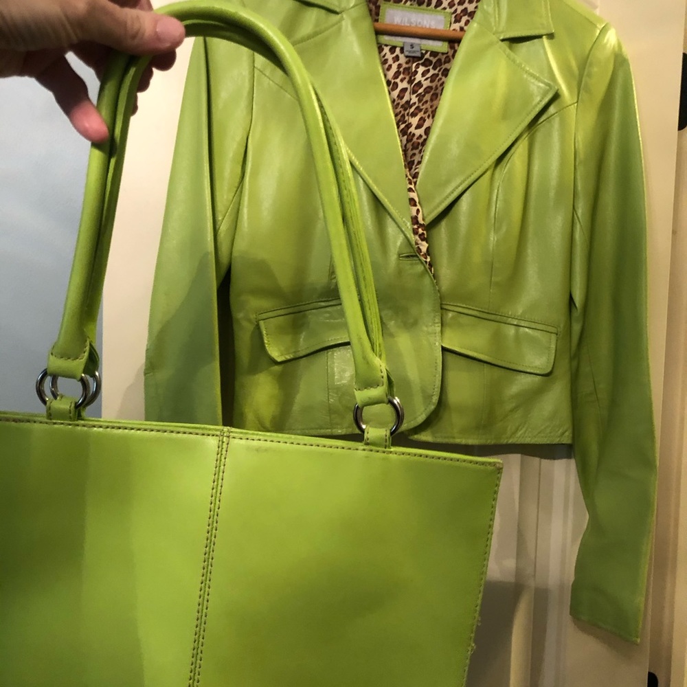 Lime green leather purse